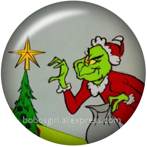 Как grinch палантин Рождественская стеклянная ваза кнопка оснастки DIY Ювелирные изделия круглые фото Кабошоны с плоской обратной стороной DA1162 - Окраска металла: A5963