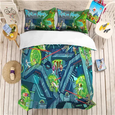 MUSOLEI 3D постельное белье Рик и Морти мягкая кровать пододеяльник набор Твин queen King size - Цвет: 05