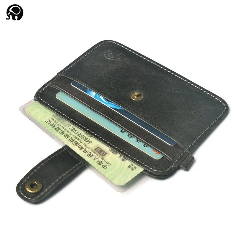 HOT Genuine Leather Thin Credit Card Holder Mini Wallets Key Holder for
