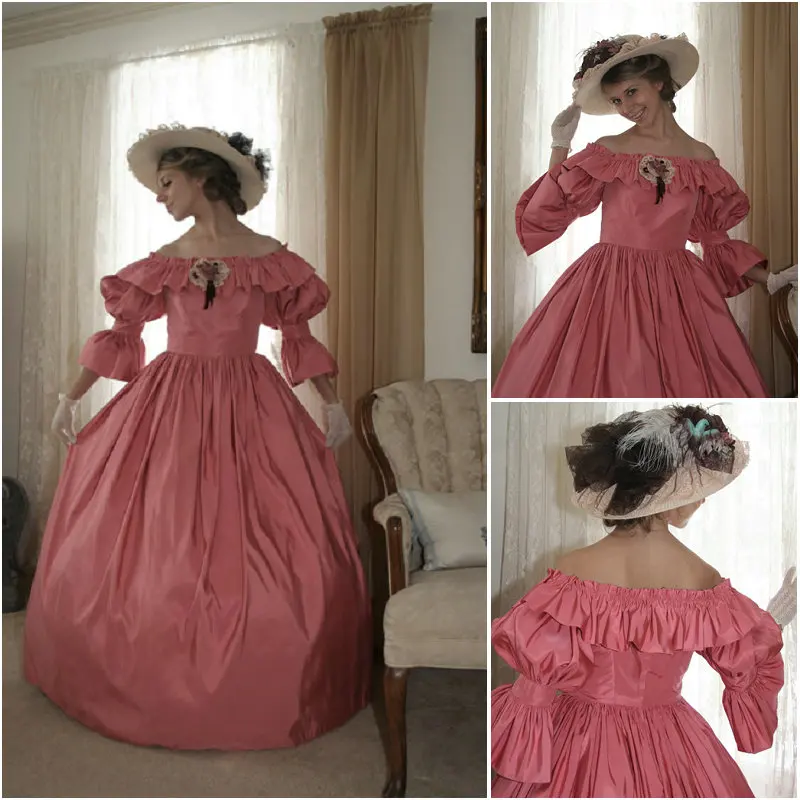 

HIstory!Customer-made Victorian dress 1860s Civil war Dress Scarlett Theater Costume Halloween Renaissance Dress V-514