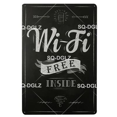 [SQ-DGLZ] Wi-Fi зона жестяная вывеска Настенный декор Бесплатный WiFi доступен здесь металлические поделки живопись таблички нет WiFi художественный плакат