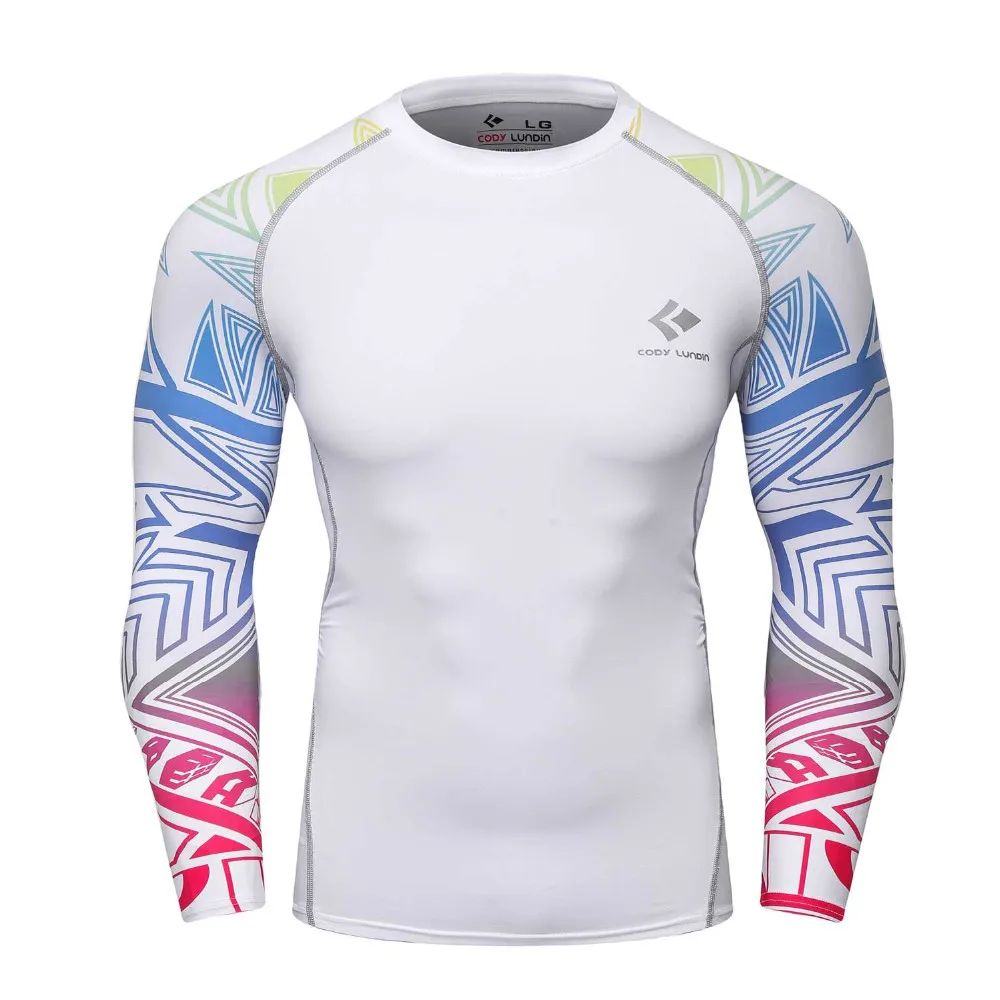 Men Compression Shirts MMA Rashguard Keep Fit Fitness Long Sleeves Base