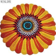 WINLIFE Дизайнерский ковер в форме подсолнуха, красочные детские коврики для гостиной, круглый ковер для спальни