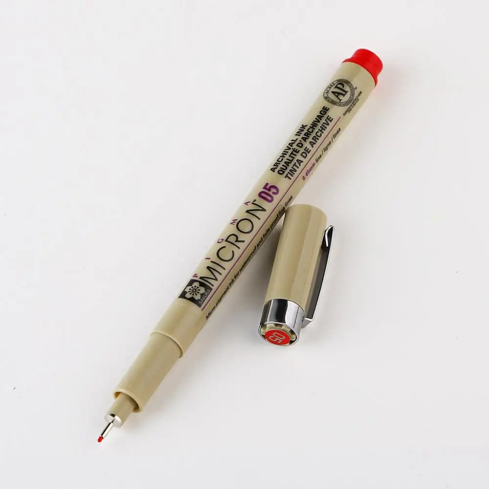 Цветной Вкладыш ручка Водонепроницаемый разглаживает мелкие вкладыш ручка Pigma micron 0,5 мм рисунок маркер рисовать лайнеры маркеры для художников ручки - Цвет: red