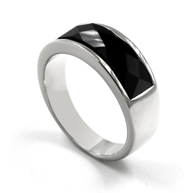 

Classical Black Stone Ring for Men Woman Jewelries Finger Rings High Quality Fashion Party Mens Ring Stainless steel Jewelry