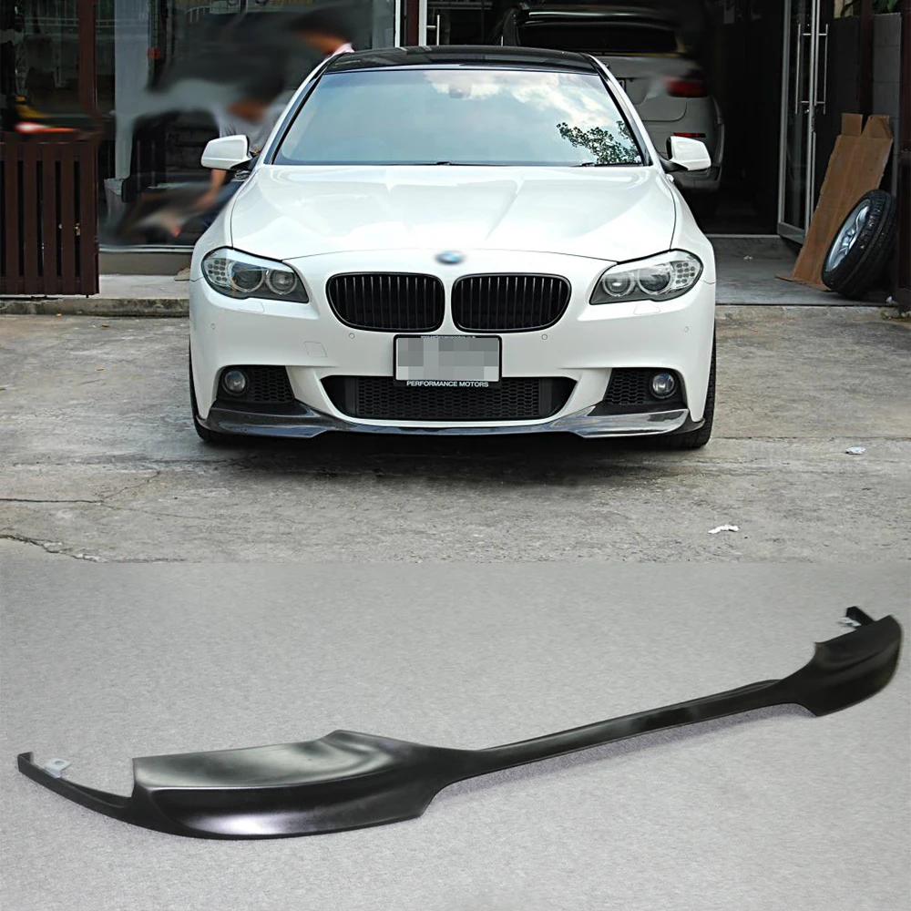 cheap F10 F11 M Sport V style Gloss Black PU Material Front Lip Bumper Splitter For M Tech Front Bumper for BMW F10 F11 2011 2016