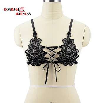 

New Fashion Body cage bra Lace Top Cutout Bra Stretch Adjust Tether Underwear Sexy Midnight Flavor Perspective Flirting Clothing