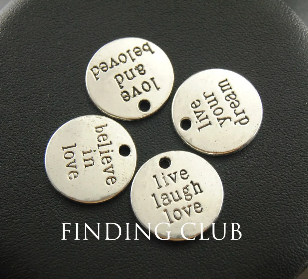 

8pcs Alloy Antique Silver message charms Tag Charms Bracelet Necklace Jewelry Making Handmade 20mm A707/A708/A709/A1264