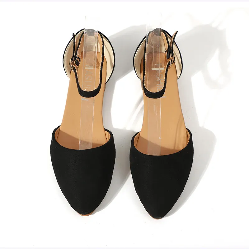 TINO KINO/Осенняя женская обувь на плоской подошве; большие размеры; повседневная женская обувь из флока на низком каблуке с пряжкой и ремешком; Модные балетки-гладиаторы на плоской подошве