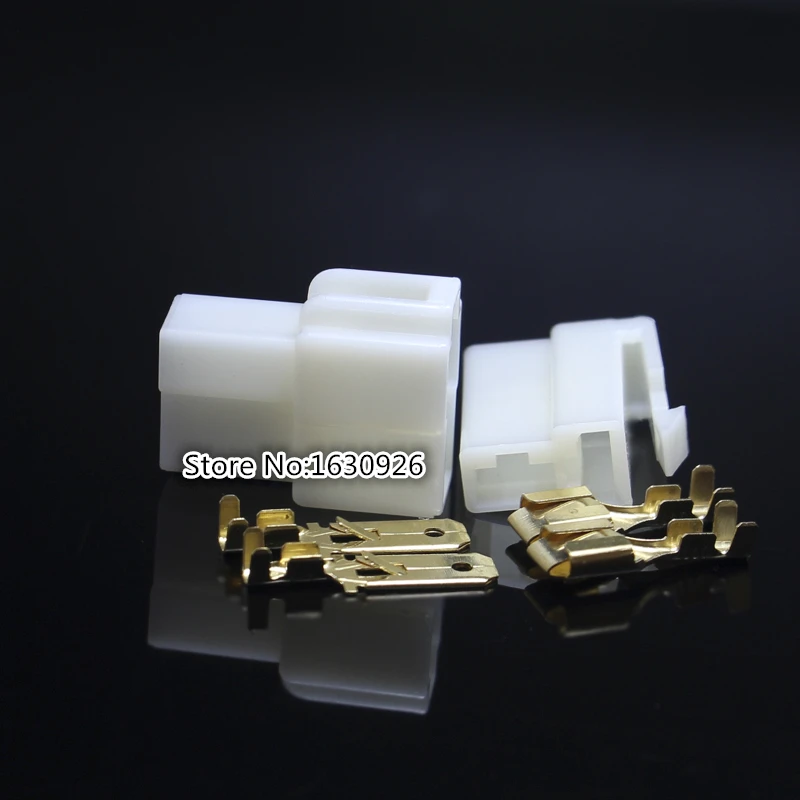 

10 set 6.3mm connector 2P 2 pin Electrical 6.3 Connector Kits Male Female socket plug for Motorcycle Car