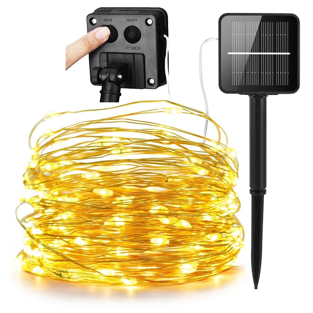 

200 led solar LED Light 8 Mode Waterproof LED Copper Wire String Holiday Outdoor led strip Christmas Party Wedding Decoration
