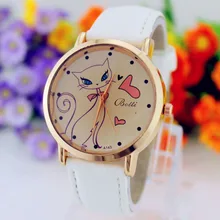 Important Scorching Relogio Feminino Trend Ladies Fake Leather-based Strap Band Analog Quartz Wrist Watch Cat jan24