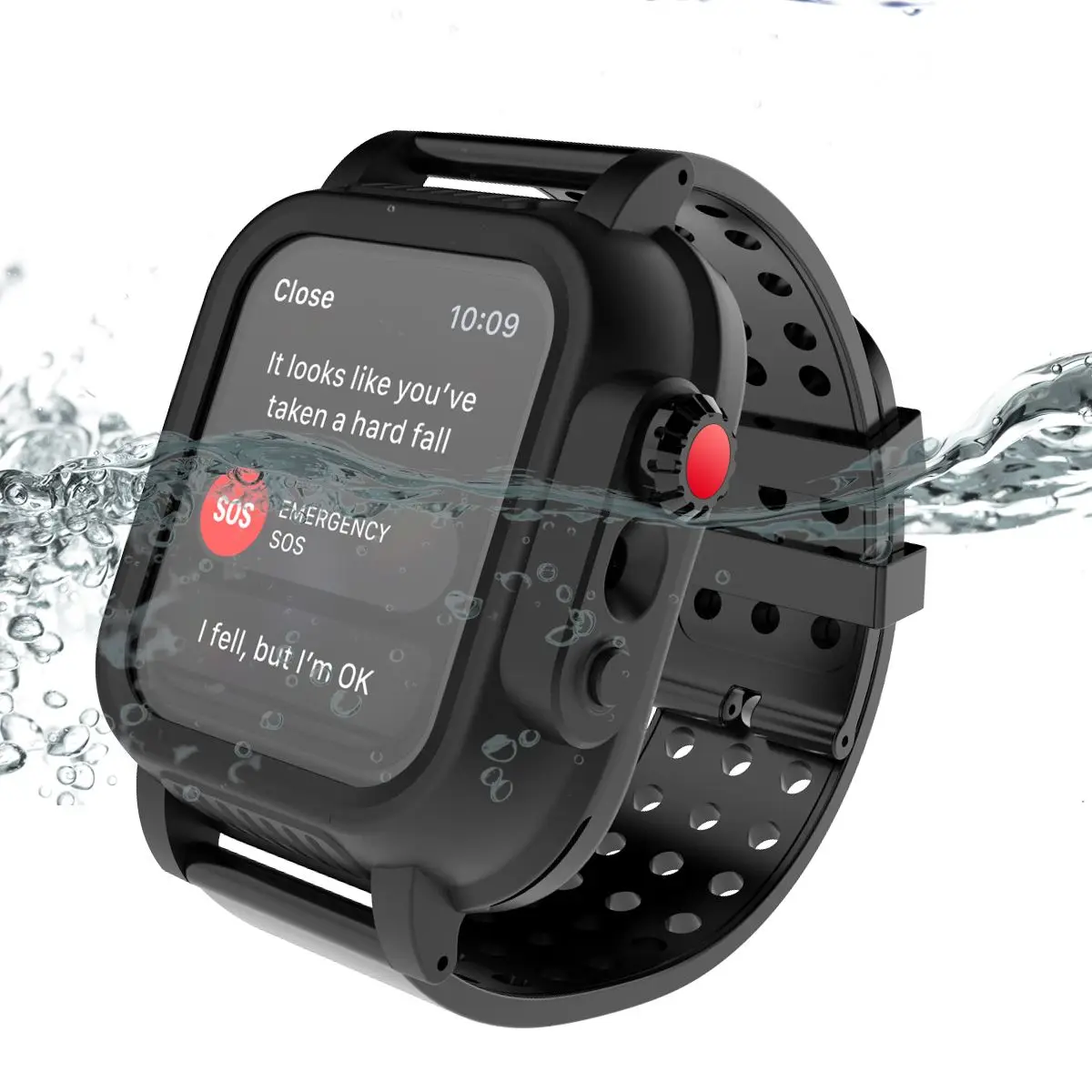 

for Apple iWatch Series 3 42MM IP68 Waterproof Full Armor Protective Rugged Bumper Case PC Watch Case with Rubber Watch Strap