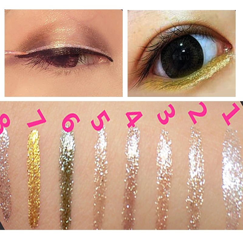 

Hengfang Professional Glitter Cosmetics 7 Color Waterproof Shimmer Pigment Silver Gold Metallic Liquid Glitters Eyeliner Makeup