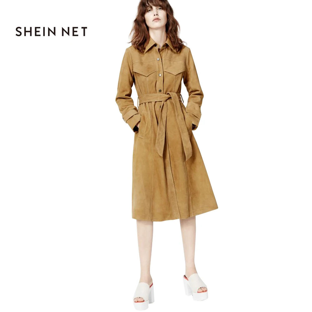 Sheinnet 2017 Yellow Women Long Coats Long Sleeve Faux ...
