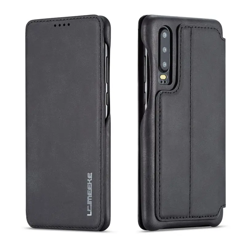 black P30 Pro Кожаный чехол для huawei P30 чехол HG Магнитный протектор Etui для huawei P30 Pro флип-чехол с подставкой корпус - Цвет: black