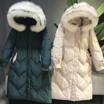 

Women winter coat jacket women warm thick big fur collar outwear fashion luxury big size 5xl X-Long Slim Solid SnowClassic