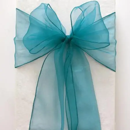  18CM*275CM Teal Blue Organza Chair Sashes Wedding Party Banquet Bow Cover Chair Decoration Supplies -SASH