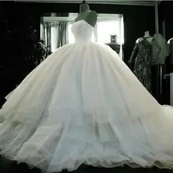 A-555 Романтический Тюль бисером бальное платье свадебное Новое поступление дешевые Китай Cheapel свадебное платье с длинным подолом