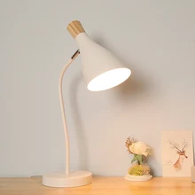 MDWELL Регулируемая шланговая современная настольная лампа с металлическим абажуром деревянная прикроватная настольная книга огней лампы для чтения