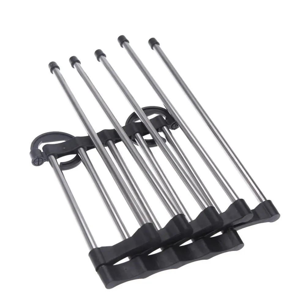 

5 in 1 Portable Multifunctional Stainless Steel Pants Trousers Rack Closet Hanger Black & silver