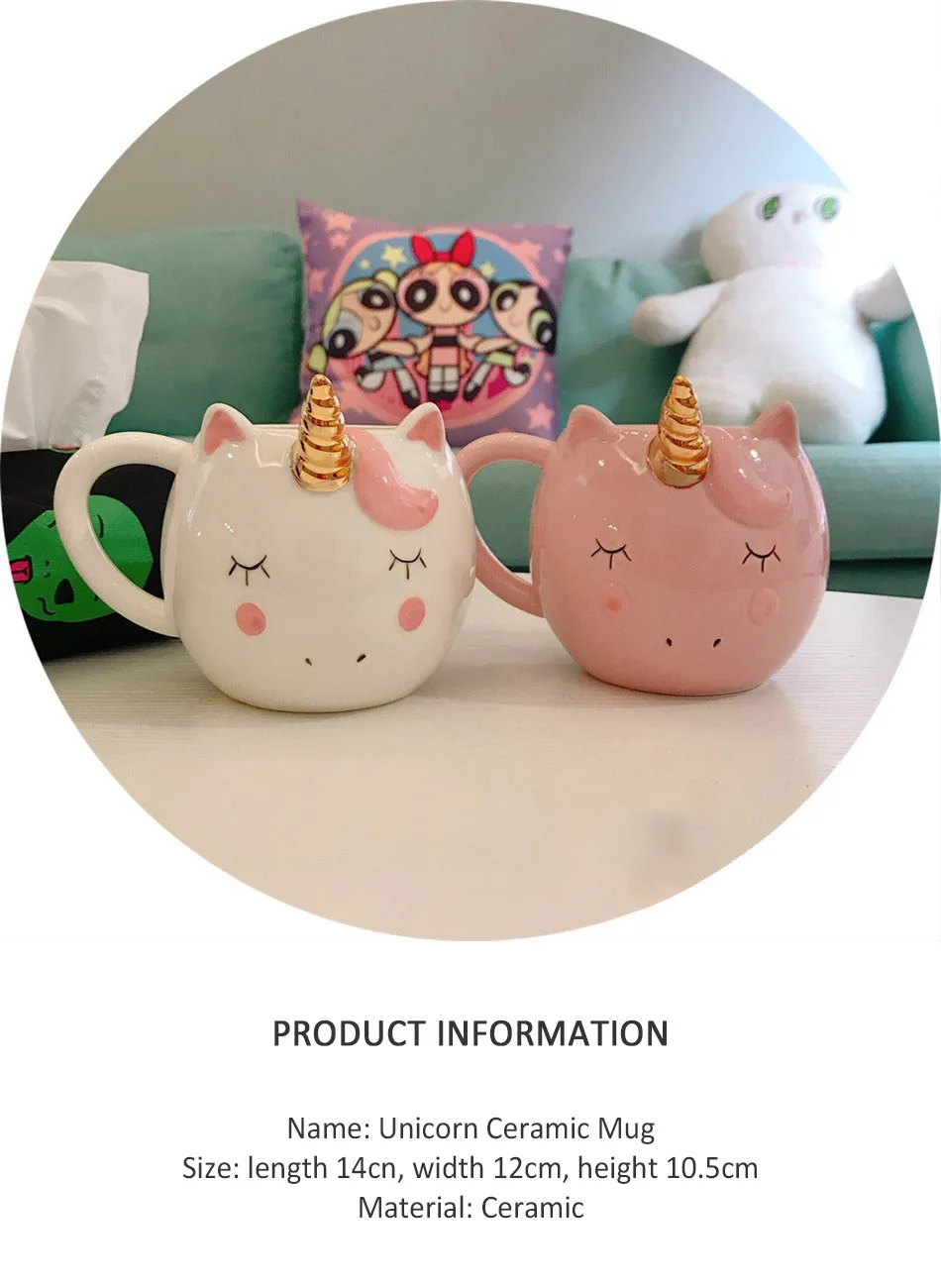 Креативная керамическая кружка с единорогом, милая позолоченная Роговая ручка, чашка с розовой белой кофейной молочной чайной кружкой, домашняя посуда для напитков, подарок для пары, 1 шт