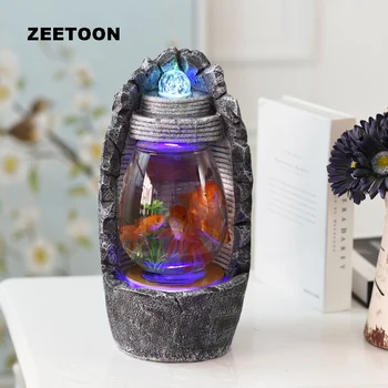 

Creative Resin Humidifier Water Fountain Feng Shui LED Light Crystal Ball Fish Tank Atomizer Wedding Ornament Lucky Home Decor
