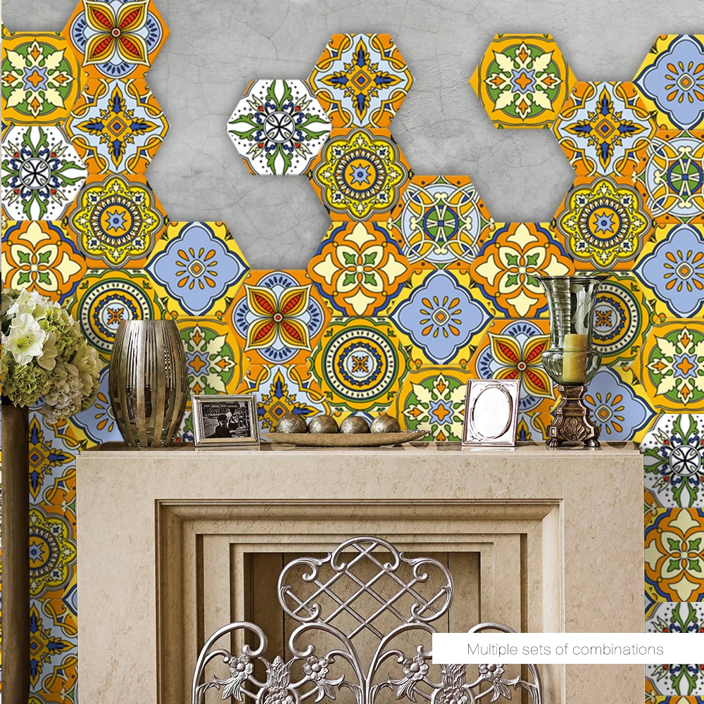 

Vintage Moroccan Style Tile Sticker PVC Waterproof Self Adhesive Wall Stickers Furniture Bathroom Poster Decal Home Decoration