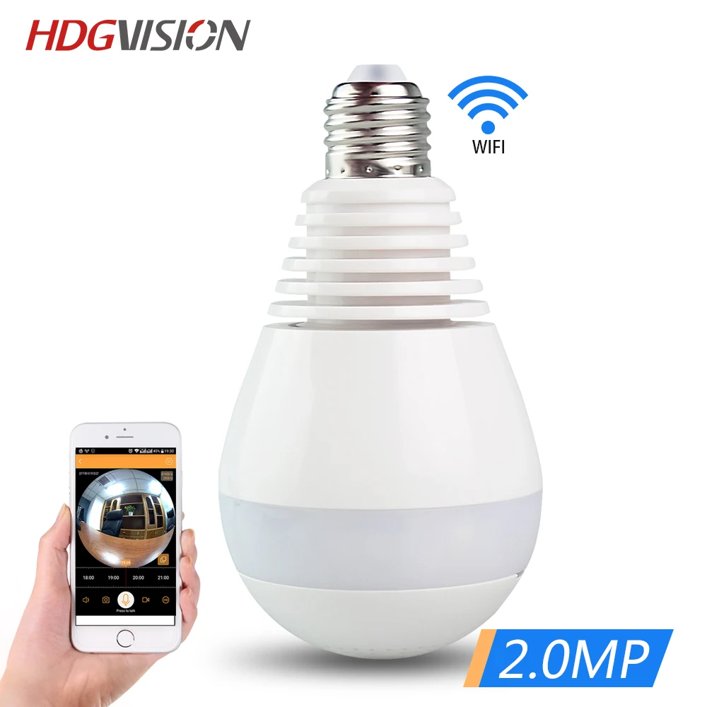 

HDGVISION Bulb Light Wireless IP Camera Panoramic Wireless IP Camera Mini CCTV 3D VR Camera 2.0MP Home Security WiFi Camera