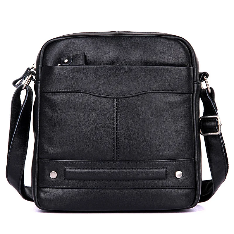 

Nesitu High Quality Black Real Skin Genuine Leather Cross Body Small Men Messenger Bags for 9.7'' ipad Male Shoulder Bags M1022