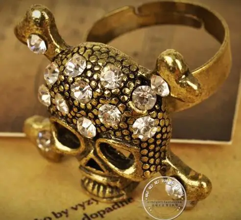 Регулируемый скелет, череп на Хэллоуин кольцо на голову Стразы Bling вечерние винтажный зловещий панк Рок Рэп для мужчин и женщин готическое ювелирное изделие подарок