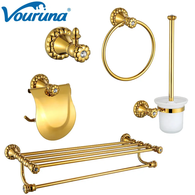 VOURUNA роскошный золотой набор оборудования для ванной крючок халата бумажный