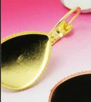 20 шт 10*14 мм 13*18 мм 18*25 мм четыре цвета серьги-гвоздики ободок Установка лоток для Камея кабошонов - Цвет: Gold