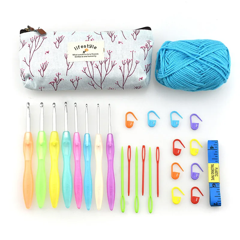 

KOKNIT 26 Pcs/Set Ergonomic Crochet Needle Set Crochet Hooks Knitting Needles Knitting Yarn with Box Hand Sewing Tools