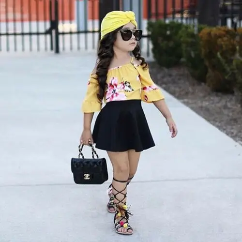off shoulder black top outfit