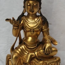 Песня voge Gem s5672 1" Китайский Буддизм чистый Бронзовый 24 К свинка сиденья Кван-Гуань Инь Goddess статуя
