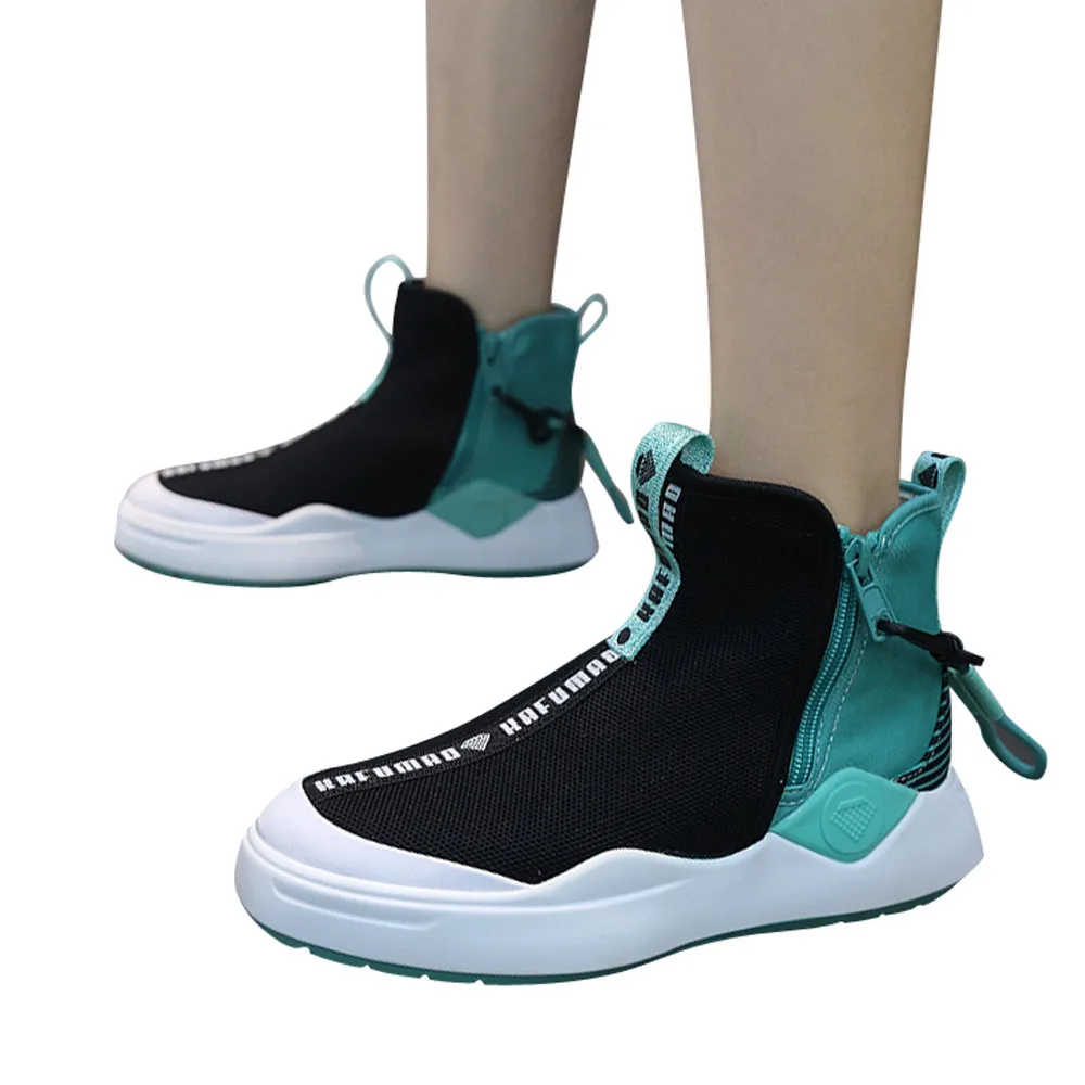 

YOUYEDIAN Women's Flat Shoes Light Weight Side Zipper Soft Bottom Leisure Sneakers ladies shoes platform tenis feminino cam#G30
