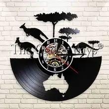 Reloj de pared de vinilo con diseño moderno de mapa de Australia para decoración de pared para regalo de amante del canguro, 1 pieza