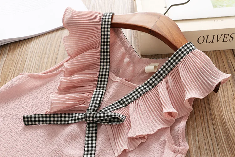New Girls Clothing Set 2019 Summer Girls Clothes Kids Vest + Plaid Shorts 2PCS Suits For Girls Clothes Outfits 3 4 5 6 7 8 Years (5)