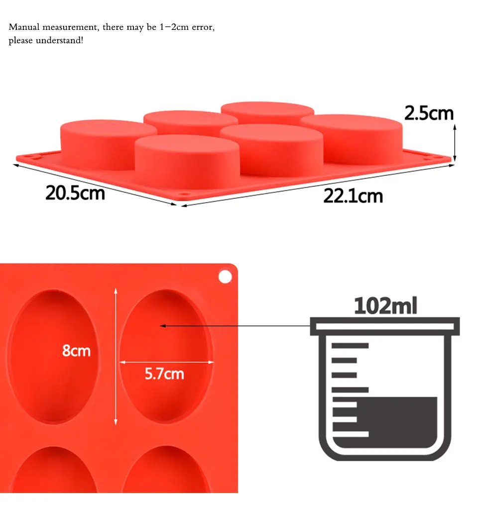 SILIKOLOVE 6 полости Силиконовое мыло форма для мыла Сделай Сам изготовление формы для торта украшения ручной работы кухонные аксессуары овальные формы