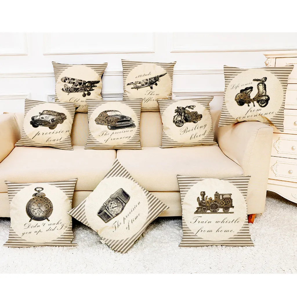 

2019 Vintage Home Decor Cushion Cover Retro Style Pillowcase Sofa Car Throw Pillow Covers Cojines Decorativos Para Sofa #5