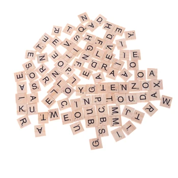 

100Pcs Wooden Scrabble Tiles Black Letters Numbers For Crafts Puzzles Wood Alphabets For Chidren Kids Educational Learning Toys