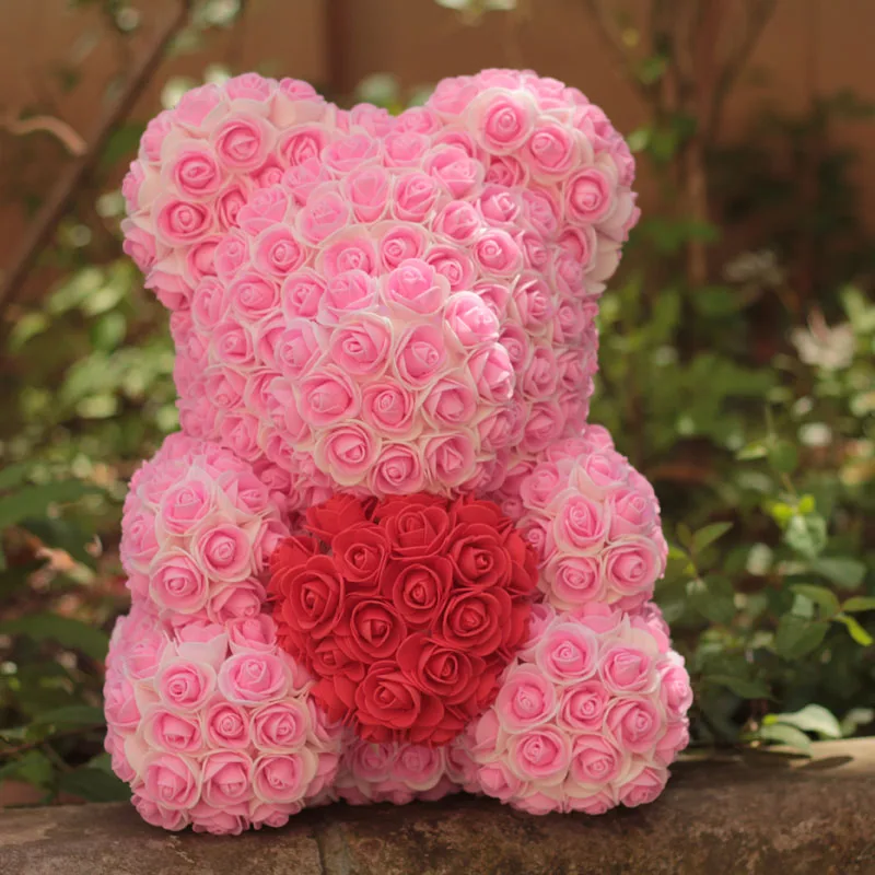 Горячая Распродажа, Свадебные украшения с изображением розового медведя, семейные украшения ручной работы, подарки на день рождения, поддержка пользовательских стилей, высота 40 см, пузырьки - Цвет: Серый