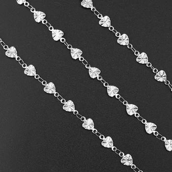 

5.5*10mm Stainless Steel Link Chains Findings Metal NO Fade Heart Charms 10M DIY Jewelry Bracelet Bags Necklace Making Wholesale