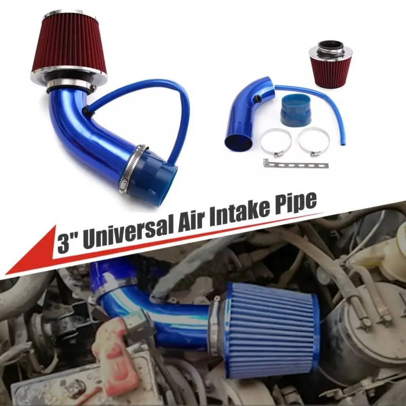

Universal Carbon Fibre Car Air Filter Cold Air Feed Intake Induction Pipe Hose Kit