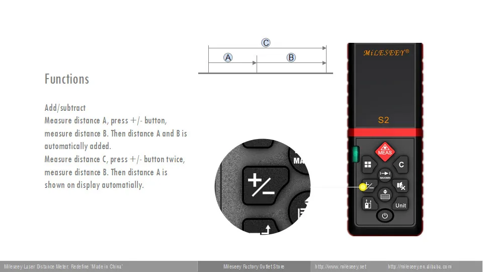 Mileseey S2 60 м 100 м лазерный дальномер цифровой лазерный дальномер питание лазерный дальномер ленты расстояние