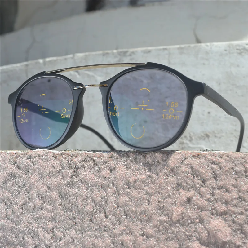 Круглые мужские деловые квадратные прогрессивные мульти фокус очки для чтения с диоптриями переходное солнце фотохромные очки для чтения FML