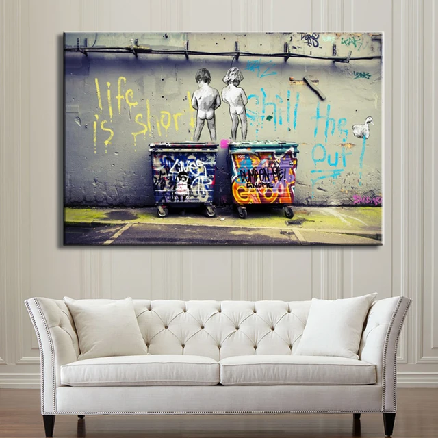Banksy Graffiti Art Abstract Canvas Painting Posters and Prints Life Is Short Chill The Duck Out Banksy Graffiti Art Abstract Canvas Painting Posters and Prints "Life Is Short Chill The Duck Out" Wall Canvas Art Home Decor