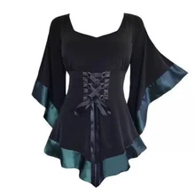 Punk Women 2017 Dark Witch Style Gothic Girl Tight Waist With Cross Straps Color Flare Sleeve Bodycon Dress