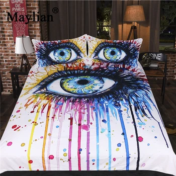 

Rainbow Fire by PixieCold Art Bedding Set Colorful Duvet Cover Pillowcases Charming Eye Bed Set 3pcs Watercolor Bedclothe BE1179